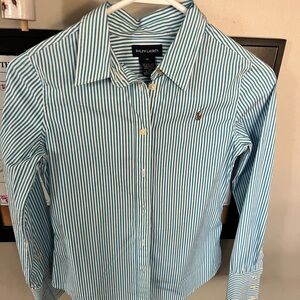 Ralph Lauren Men's Teal Striped Dress Shirt